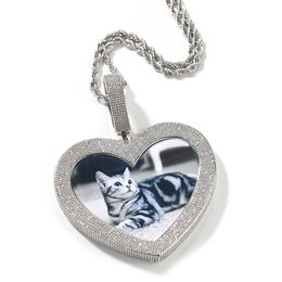 Hip Hop Large Size LOVE Heart Shape Custom Photo Pendant Necklace DIY Personalised Gift