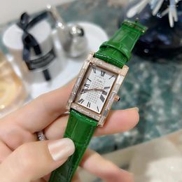 Wristwatches Vintage Gold Watch Diamond Original Brand Wristwatch Leather Rectangle Ladies Watches Water Resistant Women