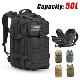 Pacotes de mochila 30L / 50L Mochila tática militar masculina de alta capacidade 3P Soft Back Outdoor Waterproof Bag Caminhadas Camping Hunting Bag 231117
