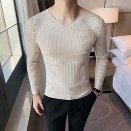 Men's T Shirts 2023 Brand Clothing Pullover Men High Quality Knitted Sweaters/Male Slim Fit V-neck Set Head Leisure Knit T-Shirt Plus Size