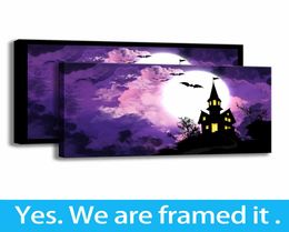 Porch Decor Wall Arts Print on Canvas Halloween Painting Bat039s Night Framed Art Ready To Hang Support Customization5430841