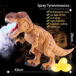 ElectricRC Animals Large Electric Dinosaur Toys Walking Jet Dinosaur World With Mechanical Voice Tyrannosaurus Rex Luminous Egg Children Baby Gifts 231118