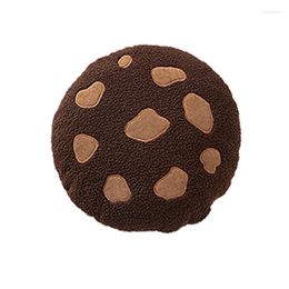 Pillow Cute Cartoon Round Cookies Style Soft Fabric Chocolate Colour Children Bedroom Sofa Office Chair