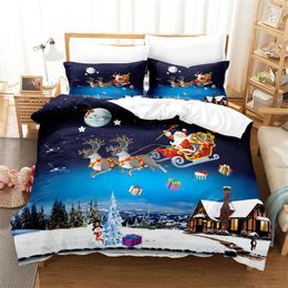 Bedding Sets Merry Christmas Set Santa Claus Duvet Cover Fashion Quilt Boys Girls Comforter