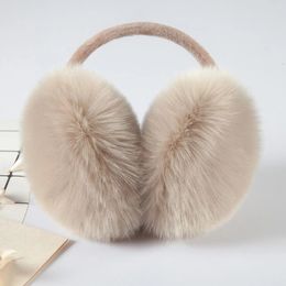 Ear Muffs Winter artificial fur earmuffs solid color ear warmer fuzzy plush large cover with thick female protector 231122