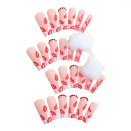 False Nails Matte Press-on Nail For Women Sexy Lips French Artificial With Rhinestones And Girl Party Activity