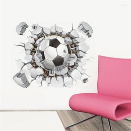 Wall Stickers 3d Football Soccer Broken Hole View Home Decal Print Poster For Kids Room Sport Boys Bedroom Decorative Mural