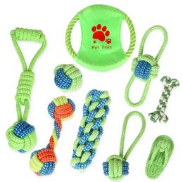 9pcs/set Interactive Dog Toy Pack Pet Chew Toy Pet Molar Toy Washable Cotton Rope Toys Puppy Teething Toys Pets Supplies G0423