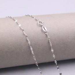 Chains Au750 Real 18K White Gold Chain Neckalce For Women Female 1.8mm Lip-shaped Link Choker Necklace 18''L Gift
