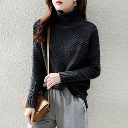 Women's Sweaters 2023 Autumn Winter Turtleneck Sweater Women Cable Wool Knitting Thick Loose Bottoming Femme Y05