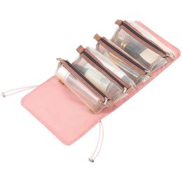 Large Capacity Hanging Eco Polyester Travel Toiletry Bag Makeup Cosmetic Bag 4-in-1 Roll-Up Make Up Storage Organiser FMT-4005