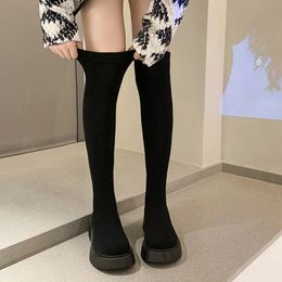 Winter Women 269 Autumn Platform Over the Knee Ladies Stretch Knitted Socks Long Boots Slip-on Thick Bottom Shoes Woman 231124 a