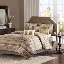 Bedding sets Mirage 6 Piece Jacquard Quilted Coverlet Set Brown Gold Bedspread on the Bed Plaid Full Queen Bedspreads for Cover Double 231128