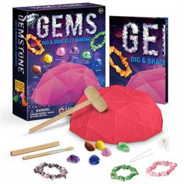 Novelty Games Gemstone Dig Kit Educational Stem Science Toys Real Gemstones Bracelet Making Digging DIY Toy Princess 231129