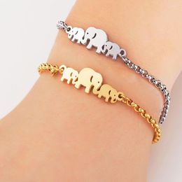 Link Bracelets Kpop Pulseras Para Parejas Gold/Silver/Rose Gold Colors Elephant Stainless Adjustable For Lovers Valentine's Day Gifts