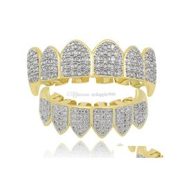 Grillz Dental Grills Hip Hop Iced Out Cz Mouth Teeth Grillz Caps Top Bottom Grill Set Men Women Vampire Jewellery Gifts Drop Delivery Dhw4U