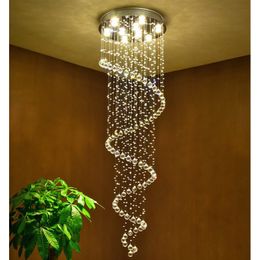 Crystal Chandeliers Pendant Lamps Fixtures Indoor Spiral Hanging Lamp Decor Ceiling Light for Hotel Hall Stairs