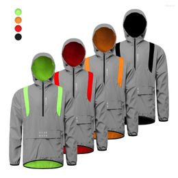 Racing Jackets WOSAWE Reflective Windbreakers High Visibility Cycling Jacket Safety For Men Women Hooded Waterproof Windproof With Pockets