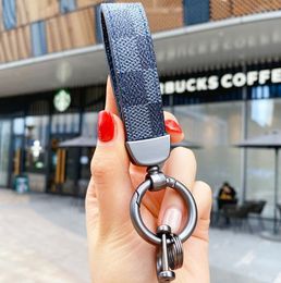 Creativity Presbyopia Print Car Keychain Bag Pendant Charm Keyring Holder for Men Gift Fashion PU Leather Flower Grid Design Metal Key Chain Accessories