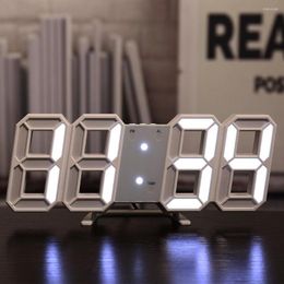 Night Lights Light 3d Clock Led Alarm Wall Panels Thermometer Living Room Digital Lamp With Battery Home Bedroom Decoration