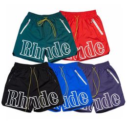 shorts de grife rhude shorts moda verão calças de praia masculinas roupas de rua de alta qualidade vermelho azul preto calças roxas masculinas tamanho S-XL