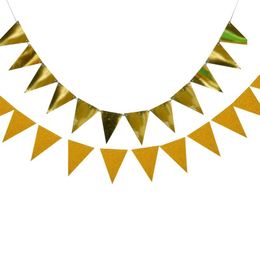Party Decoration 18Flag Gold Silver Black Paper Board Garland Christmas Banner Baby Shower Birthday Wedding Event Room Bunting