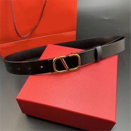 Retro brass V belts for mens designer women belt letter metal smooth buckle leather ceinture homme about 2.5cm wide black brown red solid Colour cowhide luxury belt