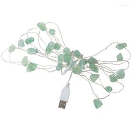 Strings Natural Green Fluorite Fairy Lights Crystal String For RAW Stones 3M 30LEDs USB Powered Healing Reiki Ornaments