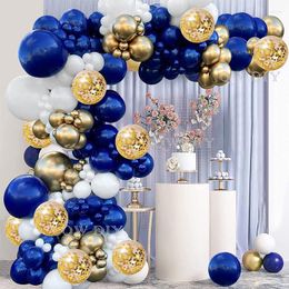 Party Decoration 132pcs Gold Confetti White Navy Blue Balloons Garland Arch Kit Balloon Wedding Baby Shower Boy Happy Birthday Decorations