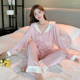 Women's Sleepwear Silk Pyjamas Women's Night Clothes For Home Wear Ice And Snow Two-piece High-end Fashion Sexy Tracksuit Tops With