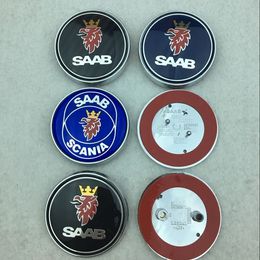 40 pcs 68mm SAAB Blue black carbon Grill badge front rear badge emblems car Accessories 93 9-3 95 9-5 900 9000