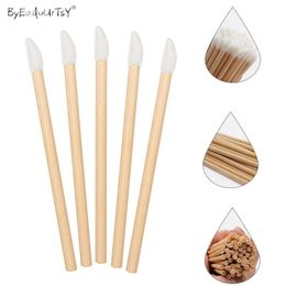 Sets 200pcs Disposable Lip Brush Eyelash Brushes Bamboo Handle Lipstick Wands Eyelash Extension Applicator Cleaner Beauty Makeup Tool