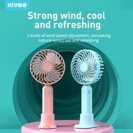 Gadgets KIVEE Mini Handheld Fan Portable Usb Rechargeable Air Cooling Desktop with Base Mobile Phone Bracket 3 Modes for Travel Outdoor