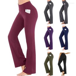 Women's Leggings Women Slightly Flared Wide-leg Trousers High Waist Casual Girls Yoga Pants Ladies With Pockets Female Career Long