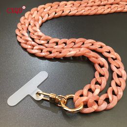 Pendant Necklaces 120cm Bevel Design Anti-lost Phone Lanyard Rope Neck Strap Colourful Portable Acrylic Cell Phone Chain Accessories Gifts Outdoor 230609