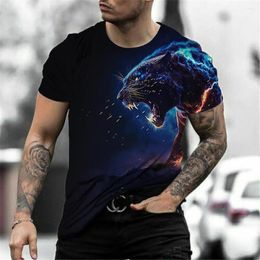 Men's T Shirts Animal T-Shirt Men 3D Leopard Printed Short Sleeve Tops Fashion Street Hip Hop Shirt Oversized Tee Summer Clothing