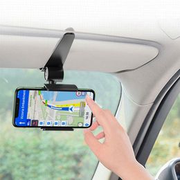 2023 New 360 Car Clip Sun Visor Cell Phone Holder Mount Stand Soporte Movil for Iphone 13 GPS Rearview Mirror Holder Car Mobile
