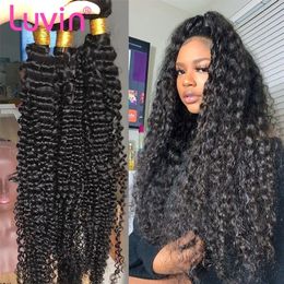 Hair Bulks Luvin Loose Deep Wave 30 32 40 Inch 3 4 Bundles deal Brazilian 100% Human Weaves Natural Color Water Curly Raw 220913