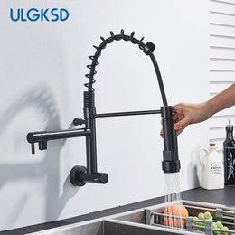 Bathroom Sink Faucets Matte Black Kitchen Sink Faucet Embedded In Wall Mixer Tap No Pipe Dual Faucet Sprayer Kitchen Crane Single Cold Water Tap Crane 230628