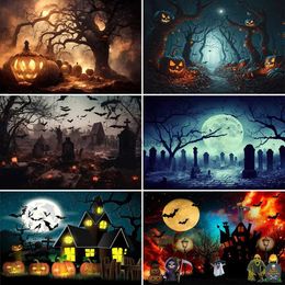 Background Material Bonvvie Halloween Photography Backdrop Tomb Park Terrible Night Party Decor Photography Background Photocall for Photo Studio YQ231003