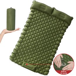 Outdoor Pads Inflatable Mattress 2 Person Camping Mat with Air Pillow Portable Waterproof Backpacking Sleeping Pad 231005
