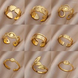 Cluster Rings Stainless Steel For Women Men Gold Color Engagement Wedding Party Ring Female Male Finger Jewelry Gift 2023 Model