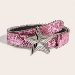 Belts Fashion Women's Star-shaped Metal Buckle Waistband Y2k Sweet Gilrs Decorative Sequin Individual Belt For Dress Jeans