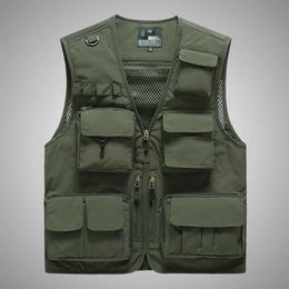 Summer Multi-pocket Men Army Green Tactical Vest Outdoor Casual Sportswear Sleeveless Fishing Hunting Male 5xl 6xl 7xl Men's 274D