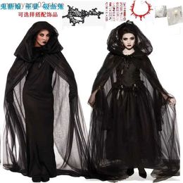 Theme Costume Halloween Adult Come Dark Witch Demon Zombie Vampire Dress Masquerade ball role Cape New Woman Carnival Dentures T231011