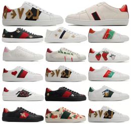 Designer Dress Shoes Ace Sneakers Bee Snake Leather Embroidered Black men Tiger Chaussures interlocking White Shoe Walking Sports Platform Trainers With box