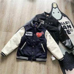 Men's Jackets Y2K artificial embroidery patch cotton heart towel college baseball jacket women's best quality casual winter jacket x1016