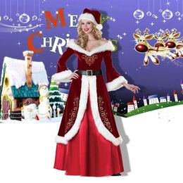 Casual Dresses Christmas Santa Claus Costume Cosplay Clothes Fancy Dress In Women Suit For Adults Warm Winter225C
