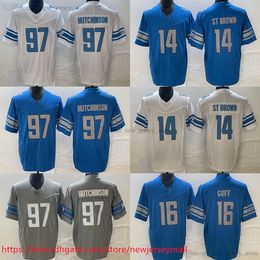 Movie 2023-24 New S-6XL Football Wear Jersey Stitched 97 AidanHutchinson 14 Amon-RaStBrown 16 JaredGoff Jerseys Sport man women youth Kids