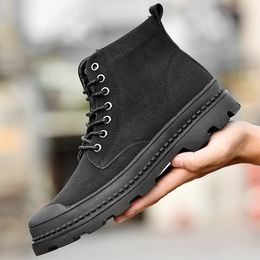 226 Black Classic Leather Outdoor Non-slip Ankle Men Walk Male Casual Sneakers Autumn Winter Motocross Boots Fashion Lace-up 231018 641
